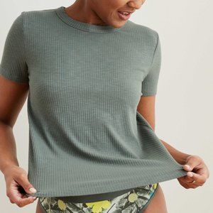 Aerie Ribbed Distressed Soft T Cropped T-Shirt